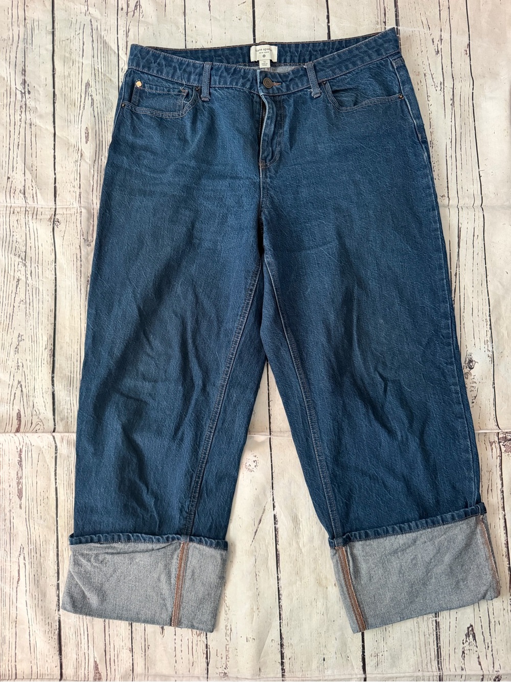 kate spade Relaxed Dark Blue women's Jeans with Cuffed Hem
